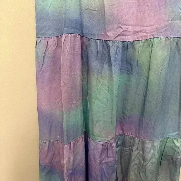 JustFab Rayon Tiered Maxi Dress Lightweight Fairy Flowy Purple Blue XL NWT - Picture 9 of 11